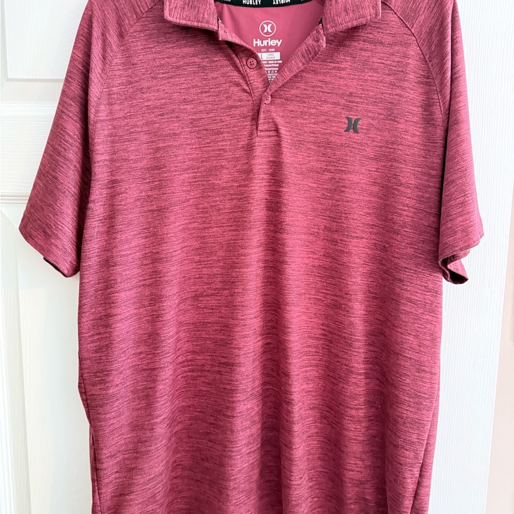 Hurley Men's Burgundy Polo Shirt Size Large